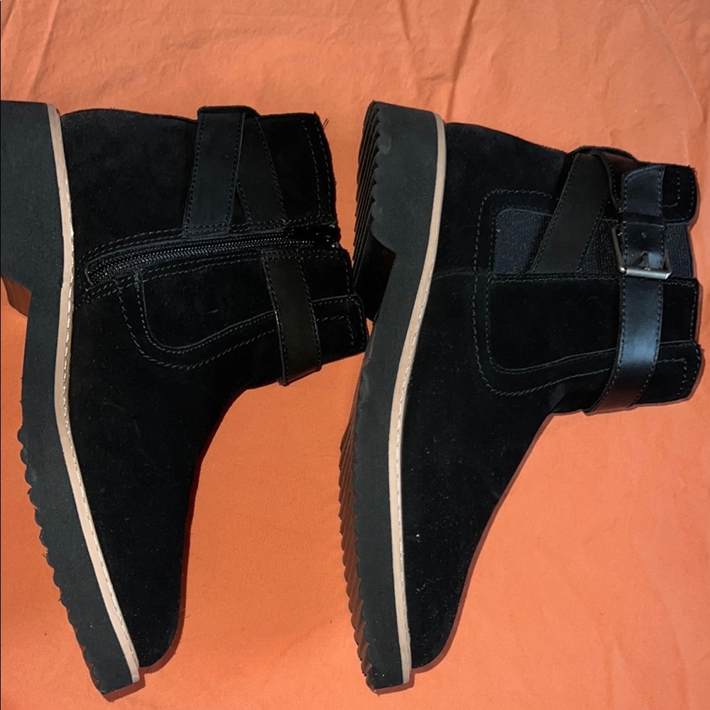BONGO Black Ankle Booties with Velcro Strap